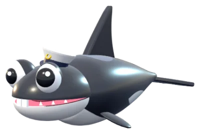 Captain Chomp: a cheerful orca wearing a captain's hat.