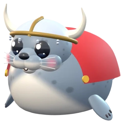 Galumph in a horned helmet and cape.