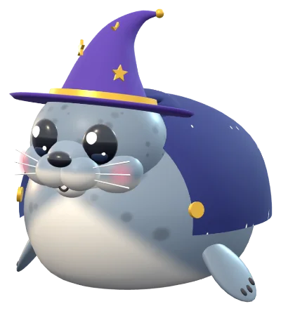 Galumph in a wizard hat and star cloak.
