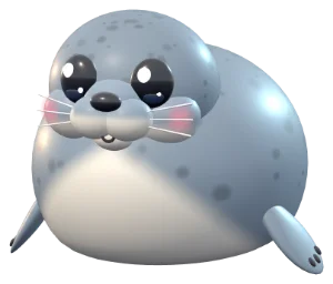 Galumph today: softer, rounder and lighter grey, with glossy eyes.
