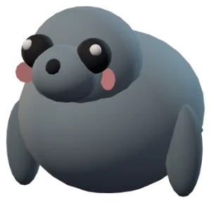 The second seal: smooth and round, with big glossy eyes and pink cheeks.
