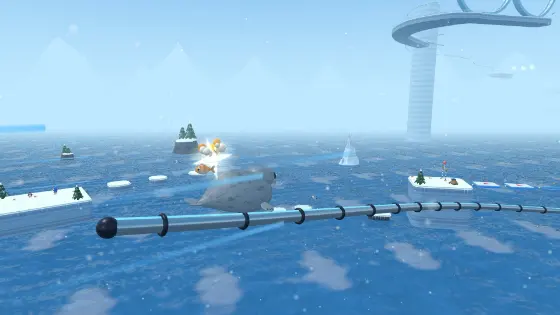 Galumph grinding a rail between ice floes.
