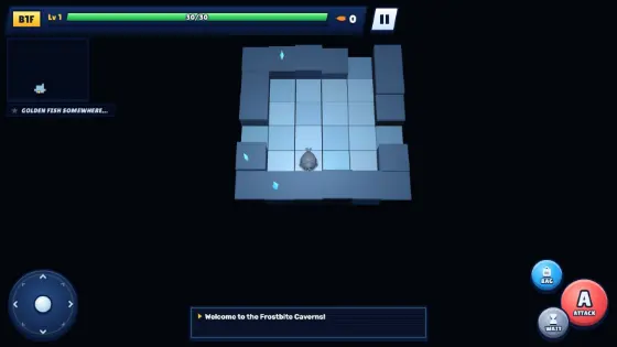 A turn-based dungeon floor seen from above.