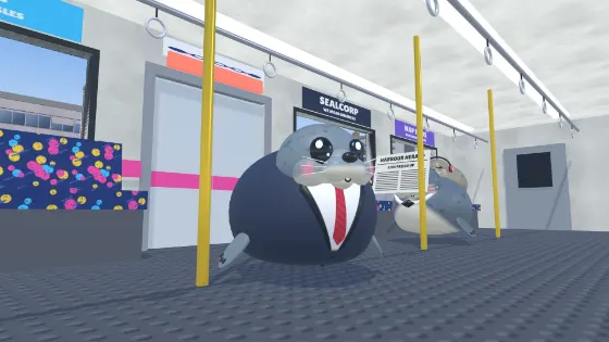 Galumph in a business suit, riding the commuter train.