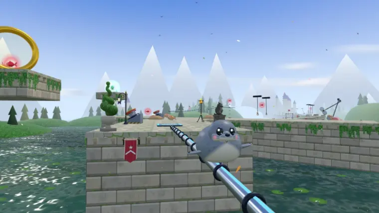 Moonspire Castle: Galumph grinding a rail beside the castle walls.