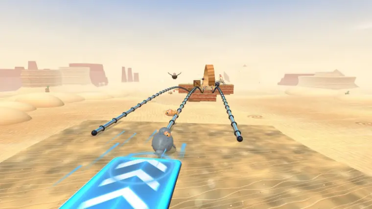 Mirage Dunes: Galumph grinding rails over the sand after a dash panel.
